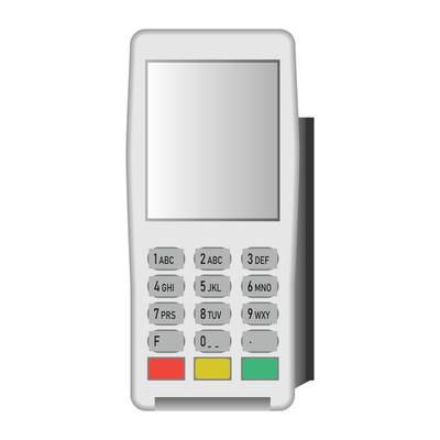 White pos terminal icon, realistic style