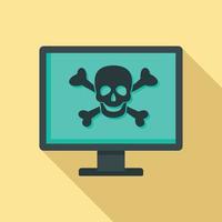 Computer virus attack icon, flat style vector