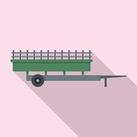 Farm harvester trailer icon, flat style vector