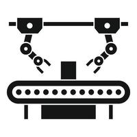 icono de robot de línea de montaje, estilo simple vector