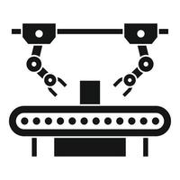 icono de robot de línea de montaje, estilo simple vector