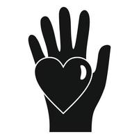 icono del corazón de la mano, estilo simple vector