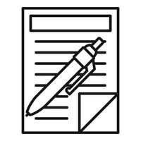 Pen paper document icon, outline style vector