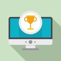 Gamification monitor cup icon, flat style vector