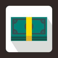 fajo de dinero, icono, plano, estilo vector