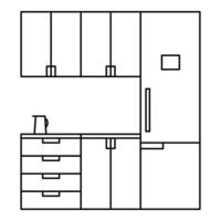 icono de cocina moderna, estilo de esquema vector