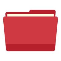 Red pc file folder icon, flat style vector