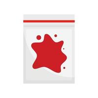 Blood package forensic lab icon, flat style vector