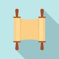 Rolled open brown papyrus icon, flat style vector