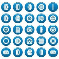 Tire vector icons set blue, simple style