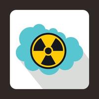 Cloud and radioactive sign icon, flat style vector