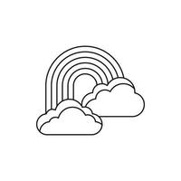 Rainbow and clouds icon, outline style vector