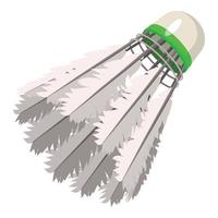 Feather shuttlecock icon, cartoon style vector