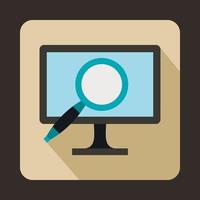 Computer monitor magnifying glass icon vector