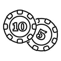 icono de fichas de casino, estilo de esquema vector