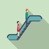 People at escalator icon, flat style vector