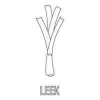 Leek icon, outline style. vector