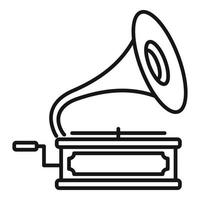 Gramophone icon, outline style vector