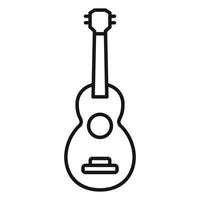 icono de guitarra de madera, estilo de contorno vector