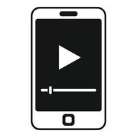 icono de teléfono inteligente de video, estilo simple vector