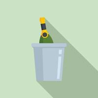 Room service champagne bottle icon, flat style vector