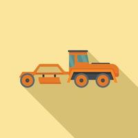 icono de tractor de máquina niveladora, estilo plano vector