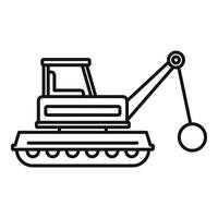 Demolition heavy machine icon, outline style vector