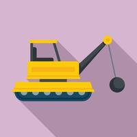 Demolition heavy machine icon, flat style vector