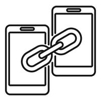 Links strategy phone connect icon, outline style vector