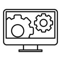 Computer gear system icon, outline style vector