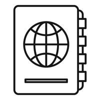 icono de pasaporte internacional, estilo de esquema vector