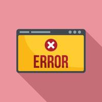 icono de página web de error, tipo plano vector