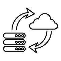 Guardar icono de servidor de nube de datos, estilo de esquema vector