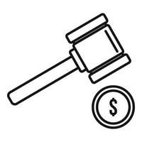 Judge gavel bribery icon, outline style vector