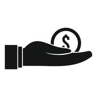 Hand coin bribery icon, simple style vector