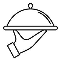 icono de la bandeja de comida del servicio de habitaciones, estilo de contorno vector