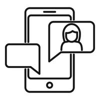 Agency phone chat icon, outline style vector