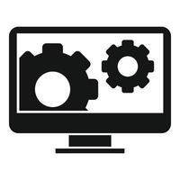 Computer gear system icon, simple style vector