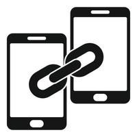 Links strategy phone connect icon, simple style vector