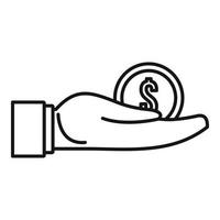 Hand coin bribery icon, outline style vector