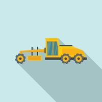 Grader machine vehicle icon, flat style vector