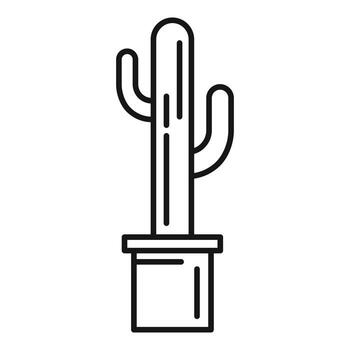 icono de maceta de cactus, estilo de contorno vector