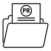 Pr doc folder icon, outline style vector