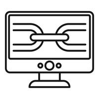 Computer backlink strategy icon, outline style vector