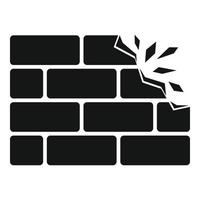 Demolition brick wall icon, simple style vector