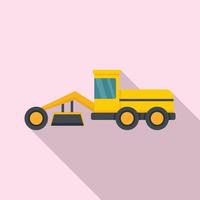 Grader machine building icon, flat style vector