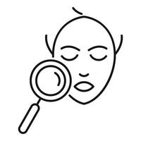Magnifier face care icon, outline style vector