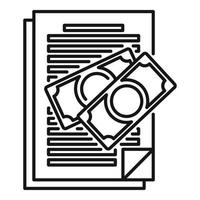 Document bribery money icon, outline style vector