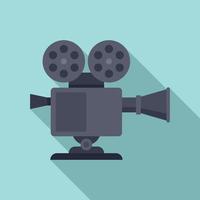 Retro video camera icon, flat style vector