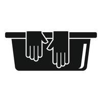 Cleaning basin gloves icon, simple style vector